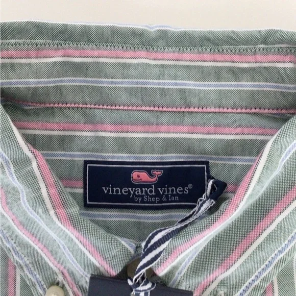 Vineyard Vines Stripe Oxford-Whale Logo Long Sleeve Shirt-NWT - Picture 7 of 10